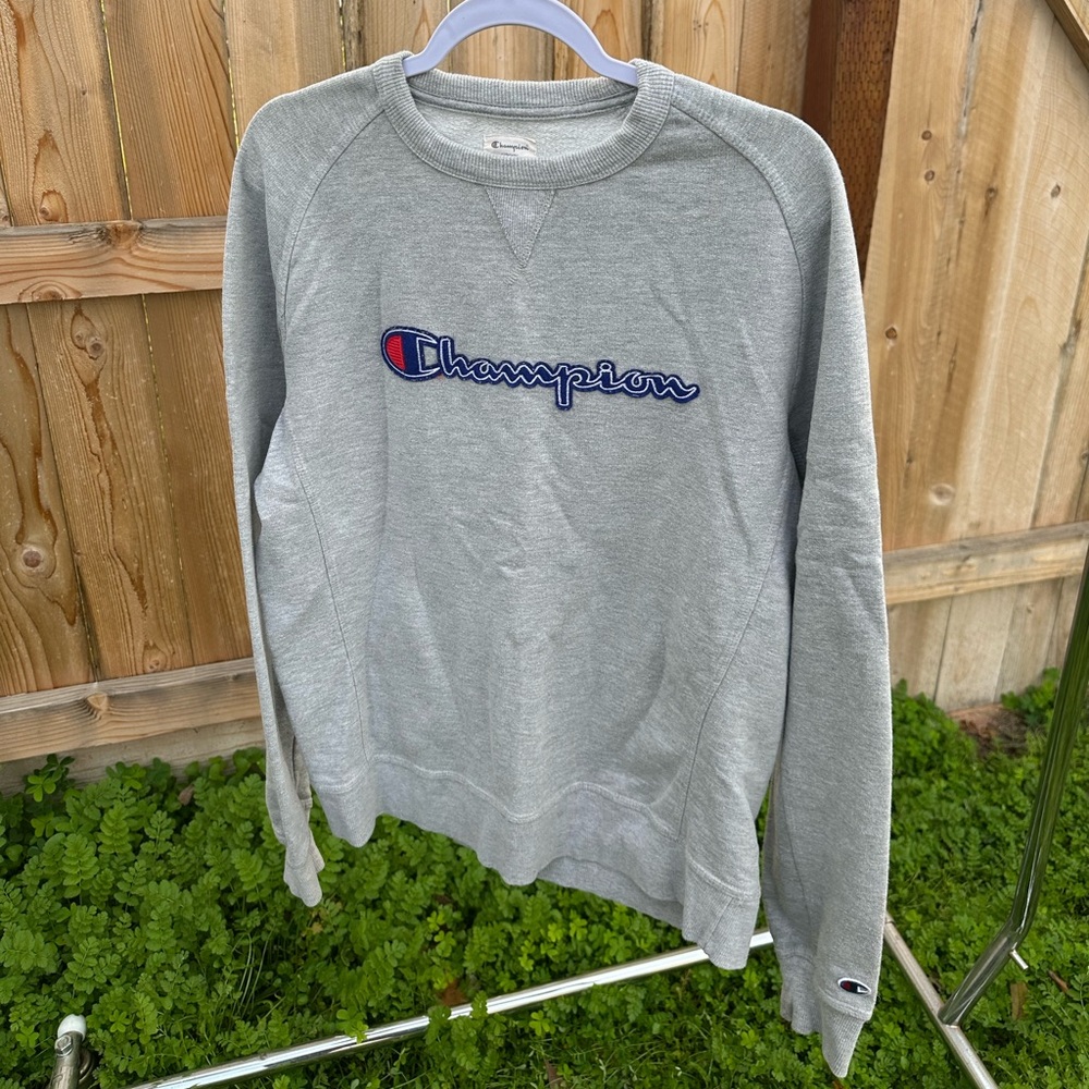 Champion Men's Crewneck Sweater in Gray